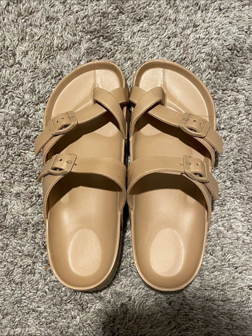 Women's Tan Cross-Strap Comfort Sandals